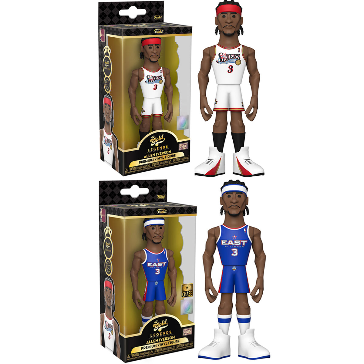 Pack 6 figuras Vinyl Gold NBA 76ers Allen Iverson 5 + 1 Chase de FUNKO - Frikibase.com