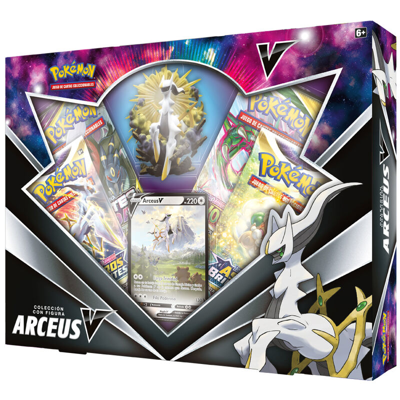 Caja juego cartas coleccionables + figura Arceus V Pokemon