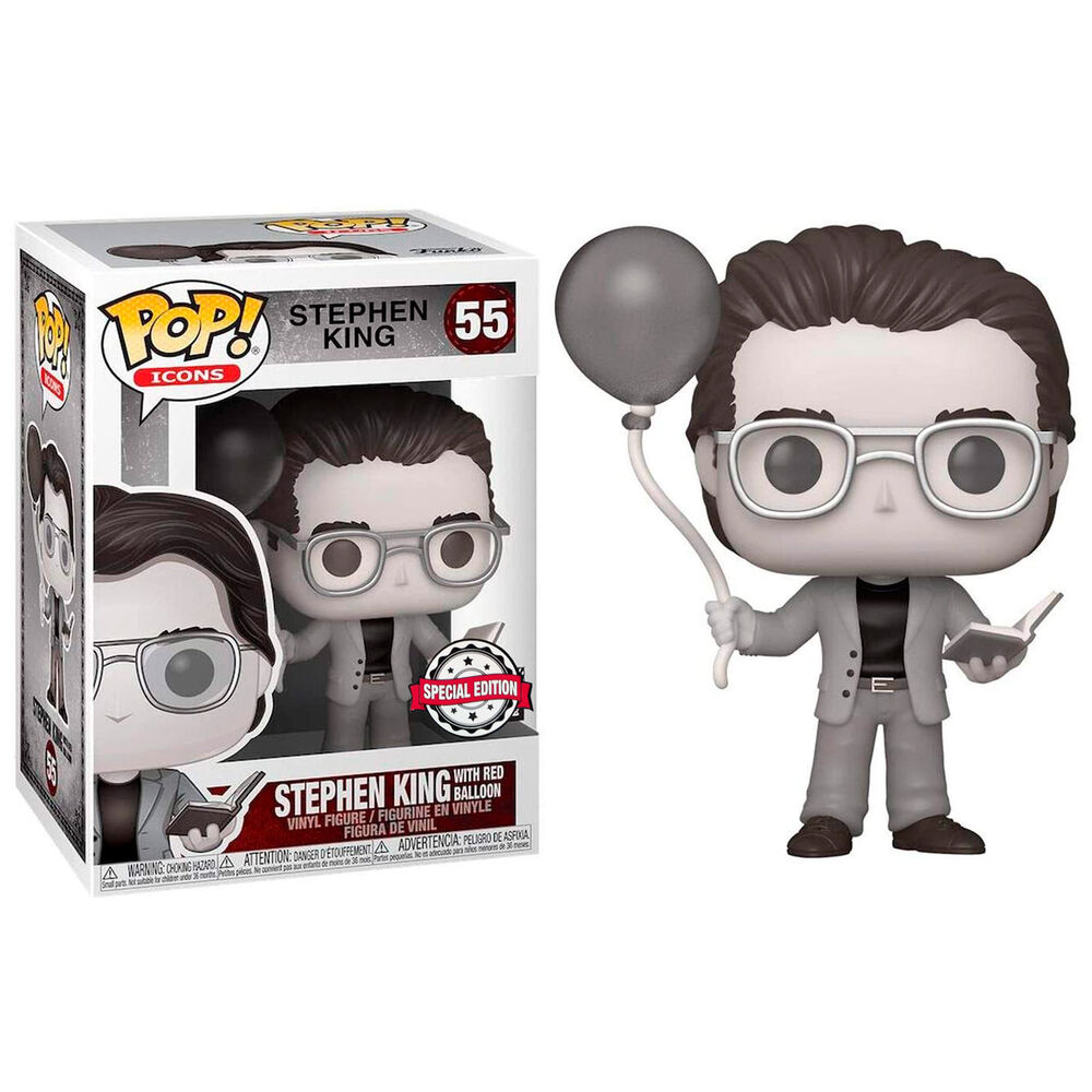 Figura POP Stephen King with Red Balloon Black and White Exclusive de FUNKO - Frikibase.com