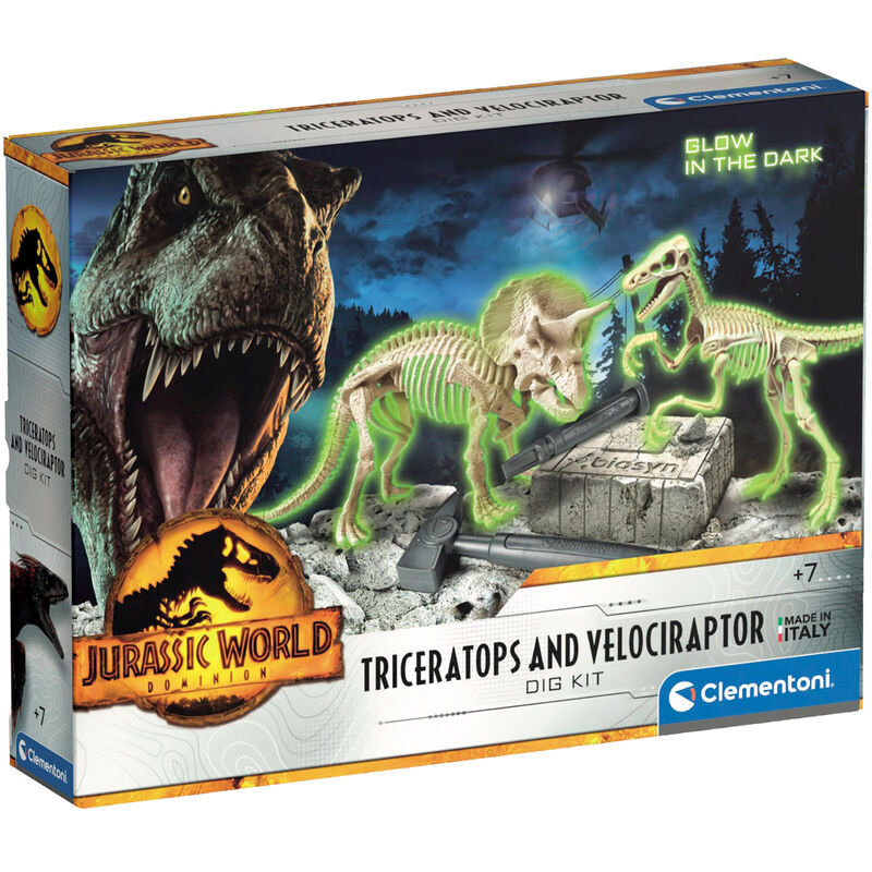 Kit de Excavación Triceratops y Velociraptor Jurassic World de CLEMENTONI - Frikibase.com