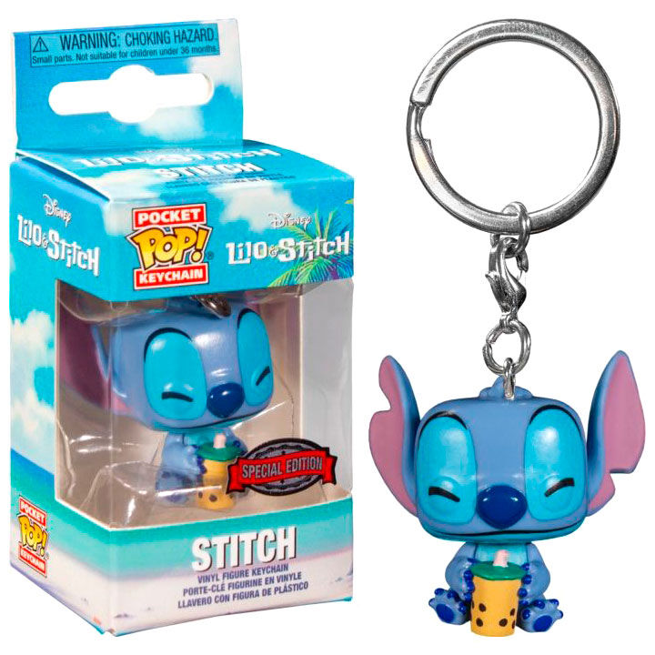 Llavero Pocket POP Lilo & Stitch - Stitch with Boba Exclusive de FUNKO - Frikibase.com