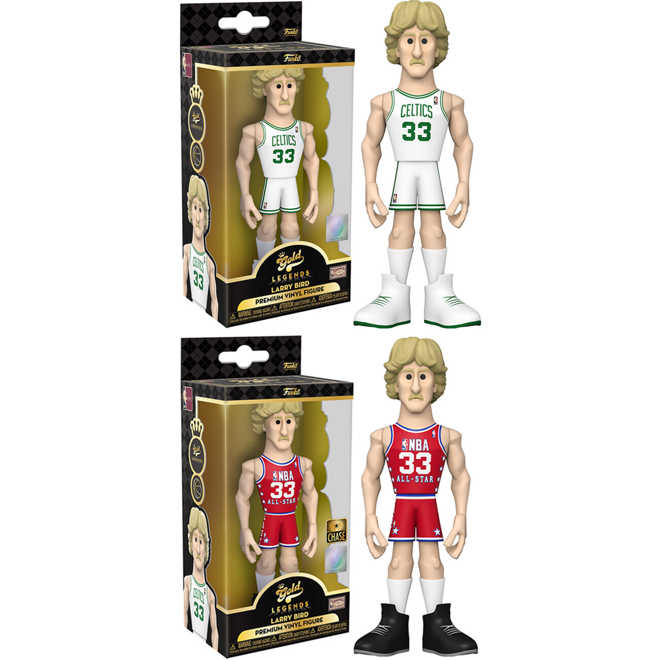 Pack 6 figuras Vinyl Gold NBA Celtics Larry Bird 5 + 1 Chase de FUNKO - Frikibase.com