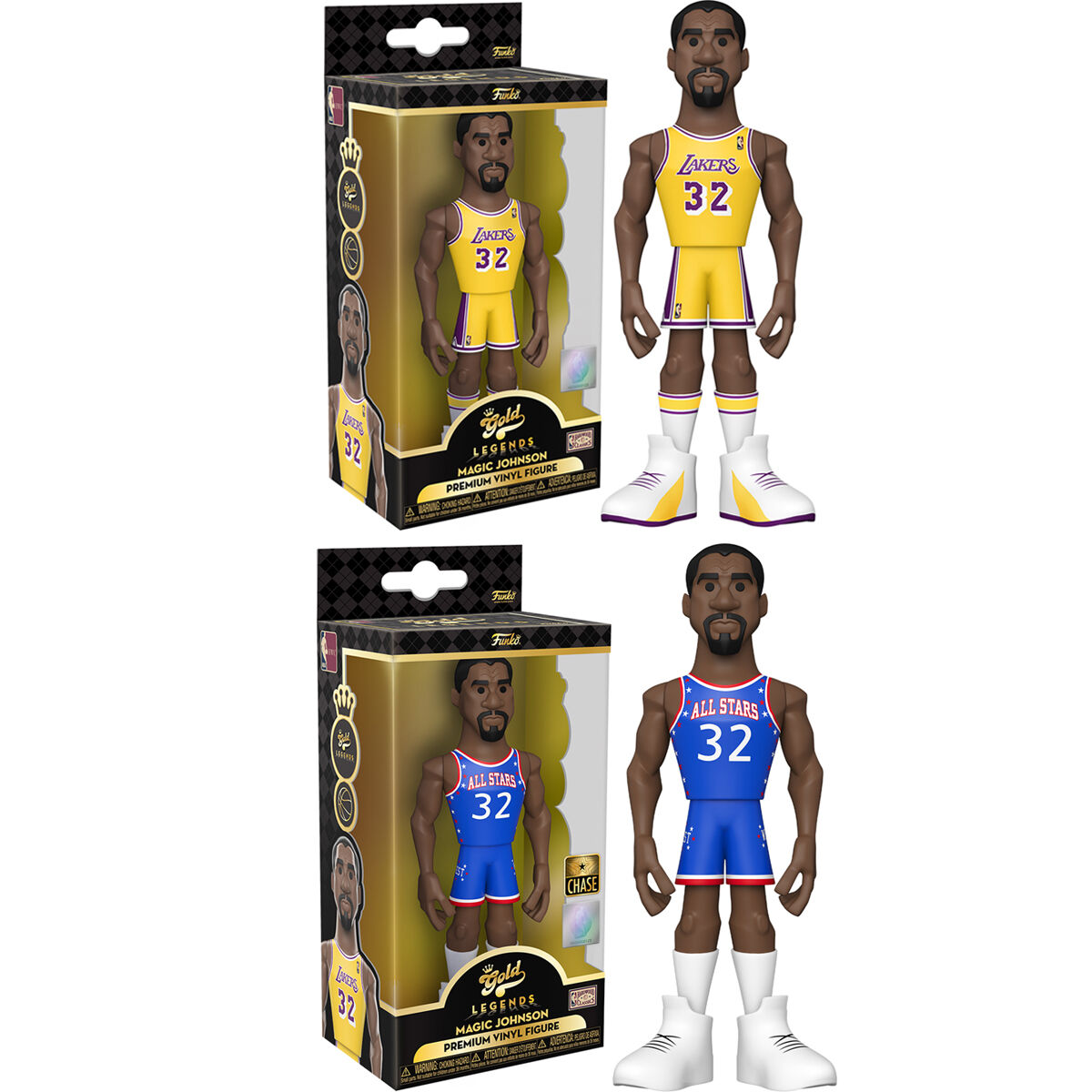 Pack 6 figuras Vinyl Gold NBA Lakers Magic Johnson 5 + 1 Chase de FUNKO - Frikibase.com