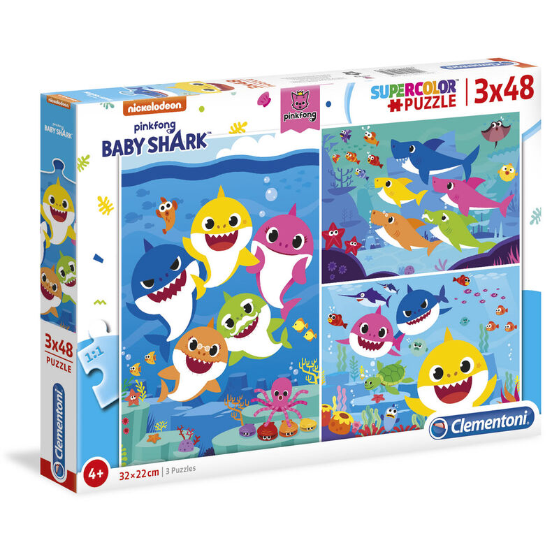 Puzzle Baby Shark 3x48pzs de CLEMENTONI - Frikibase.com