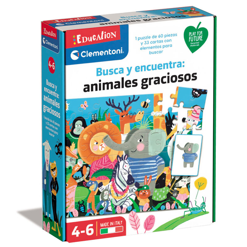 Puzzle Busca y encuentra animales graciosos de CLEMENTONI - Frikibase.com