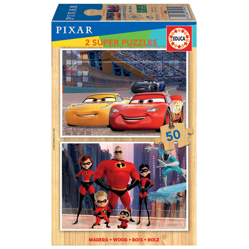 Puzzle Cars + Los Increibles Disney Pixar madera 2x50pzs de EDUCA BORRAS - Frikibase.com