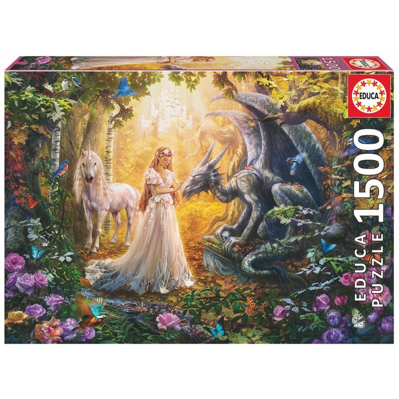 Puzzle Dragon Princesa y Unicornio 1500pzs de EDUCA BORRAS - Frikibase.com