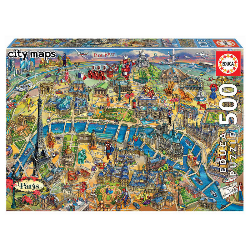 Puzzle Mapa Paris City Maps 500pzs de EDUCA BORRAS - Frikibase.com