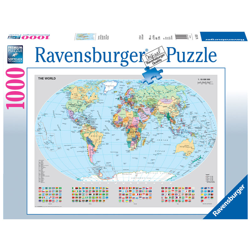 Puzzle Mapamundi Politico 1000pzs de RAVENSBURGER - Frikibase.com