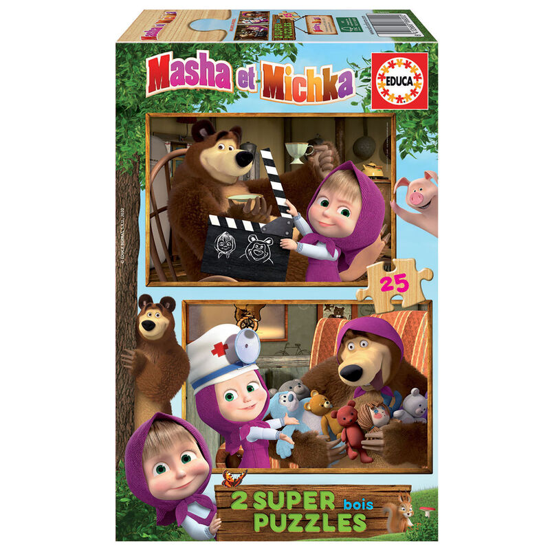 Puzzle Masha y el Oso madera 2x25pzs de EDUCA BORRAS - Frikibase.com