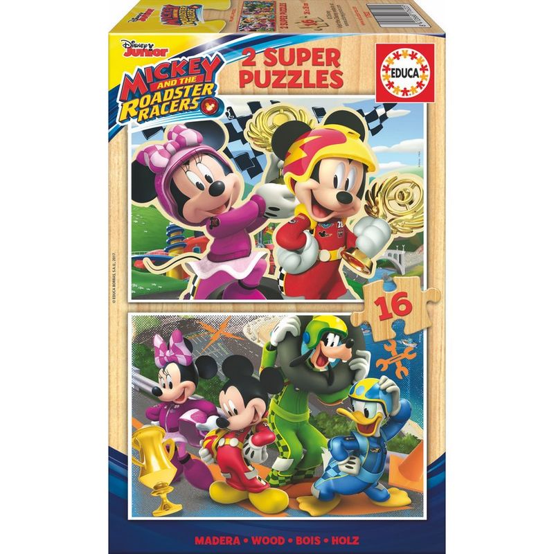 Puzzle Mickey and the Roadster Racers Disney madera 2x16pzs de EDUCA BORRAS - Frikibase.com