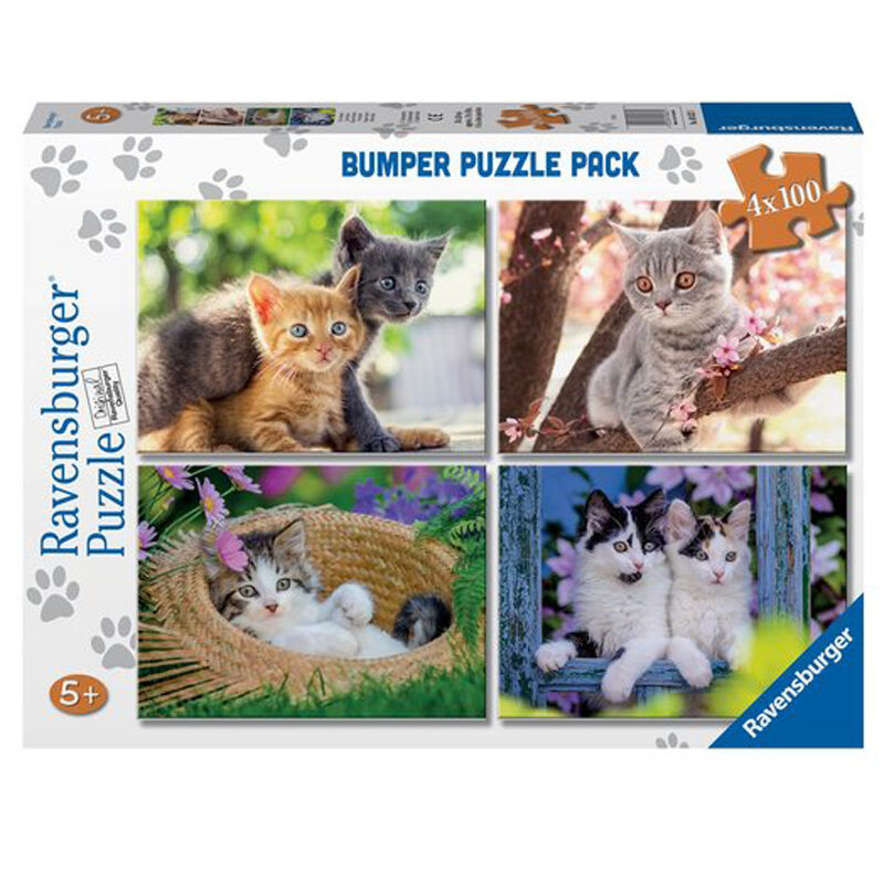 Puzzle Pequeños Gatos 4x100pzs de RAVENSBURGER - Frikibase.com