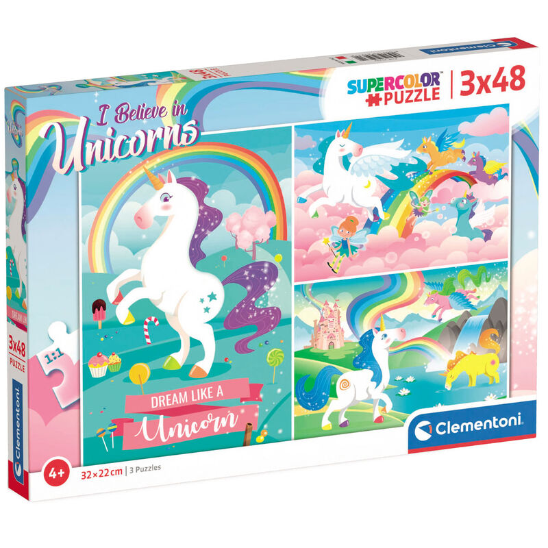 Puzzle Unicornios 3x48pzs de CLEMENTONI - Frikibase.com