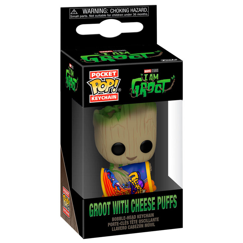 Llavero Pocket POP Marvel I am Groot - Groot with Cheese Puffs de FUNKO - Frikibase.com