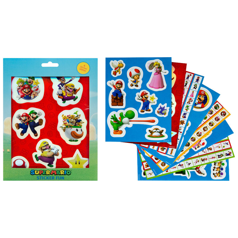 Pack 9 hojas pegatinas Super Mario Bros de NINTENDO - Frikibase.com