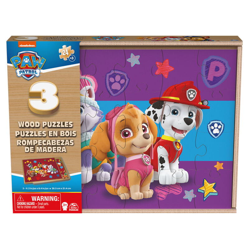 Puzzle Patrulla Canina Paw Patrol 3x24pzs madera de SPIN MASTER - Frikibase.com