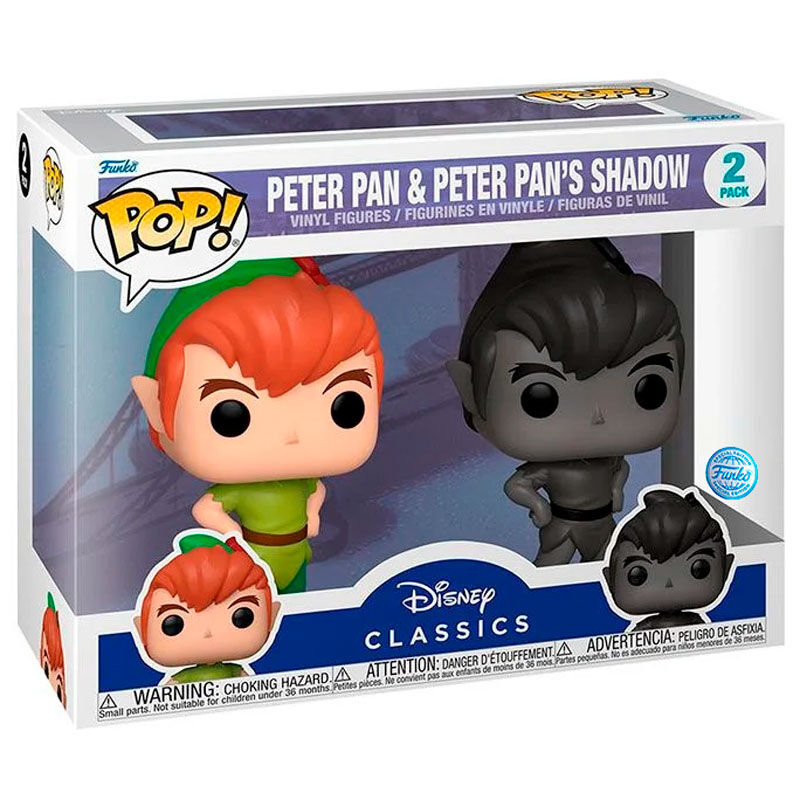 Blister 2 figuras POP Disney Peter Pan - Peter Pan & Peter Pans Shadow Exclusive de FUNKO - Frikibase.com