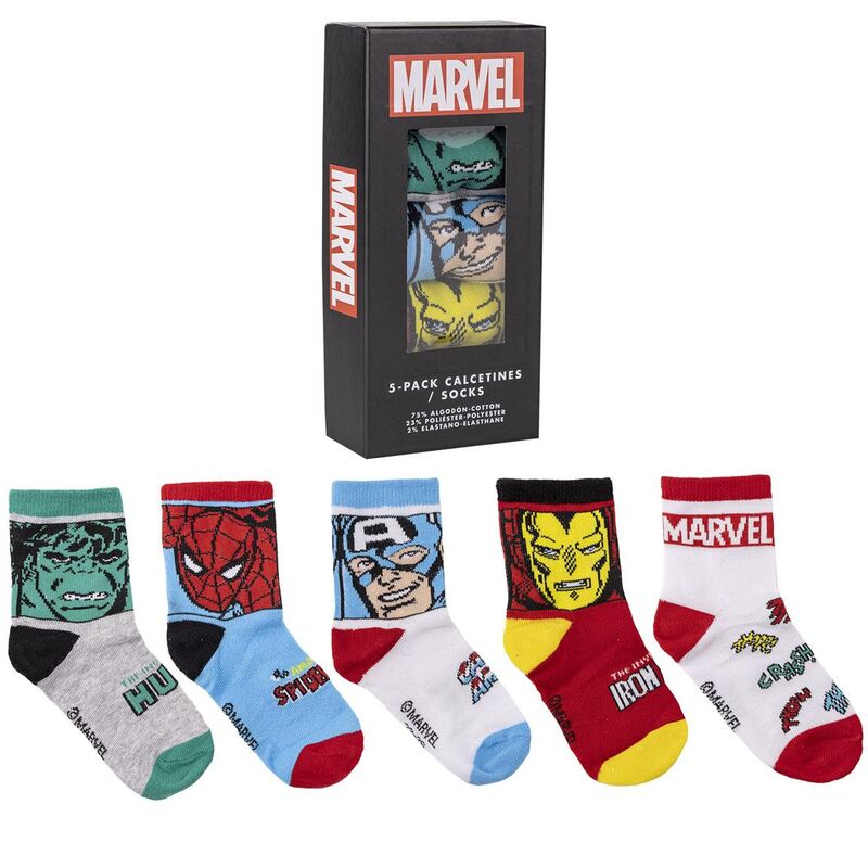 Blister 5 calcetines Los Vengadores Avengers Marvel de CERDÁ - Frikibase.com