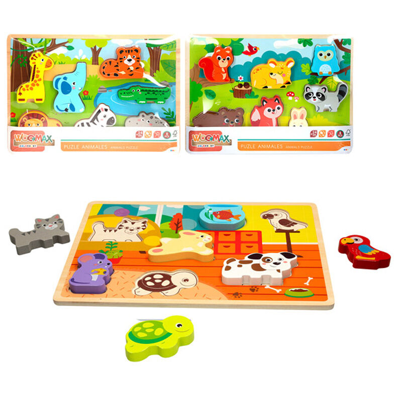 Puzzle animales 8pzs madera surtido de WOOMAX - Frikibase.com