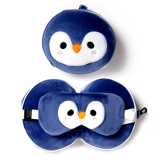 Almohada viaje antifaz Pingüino Adoramals Relaxeazzz - Frikibase.com