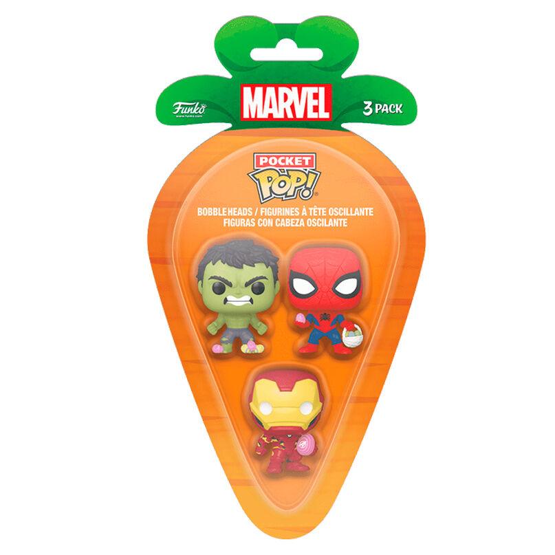 Blister 3 figuras Carrot Pocket POP Marvel Spiderman Hulk Iron Man - Frikibase.com