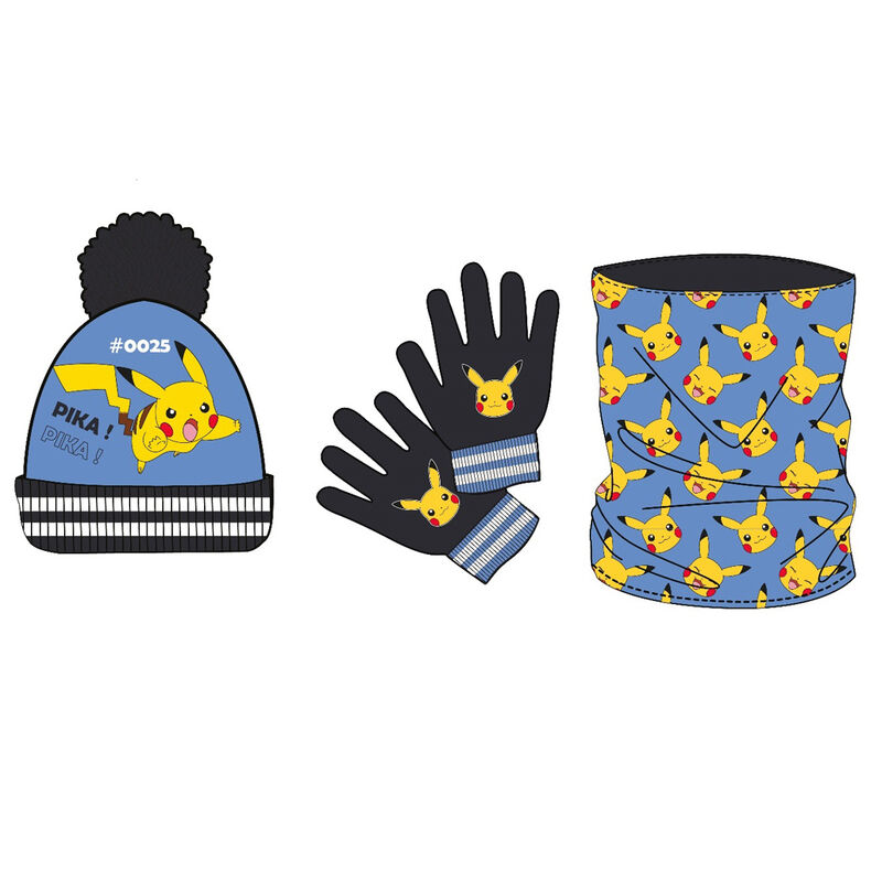 Conjunto gorro guantes braga cuello Pokemon - Frikibase.com