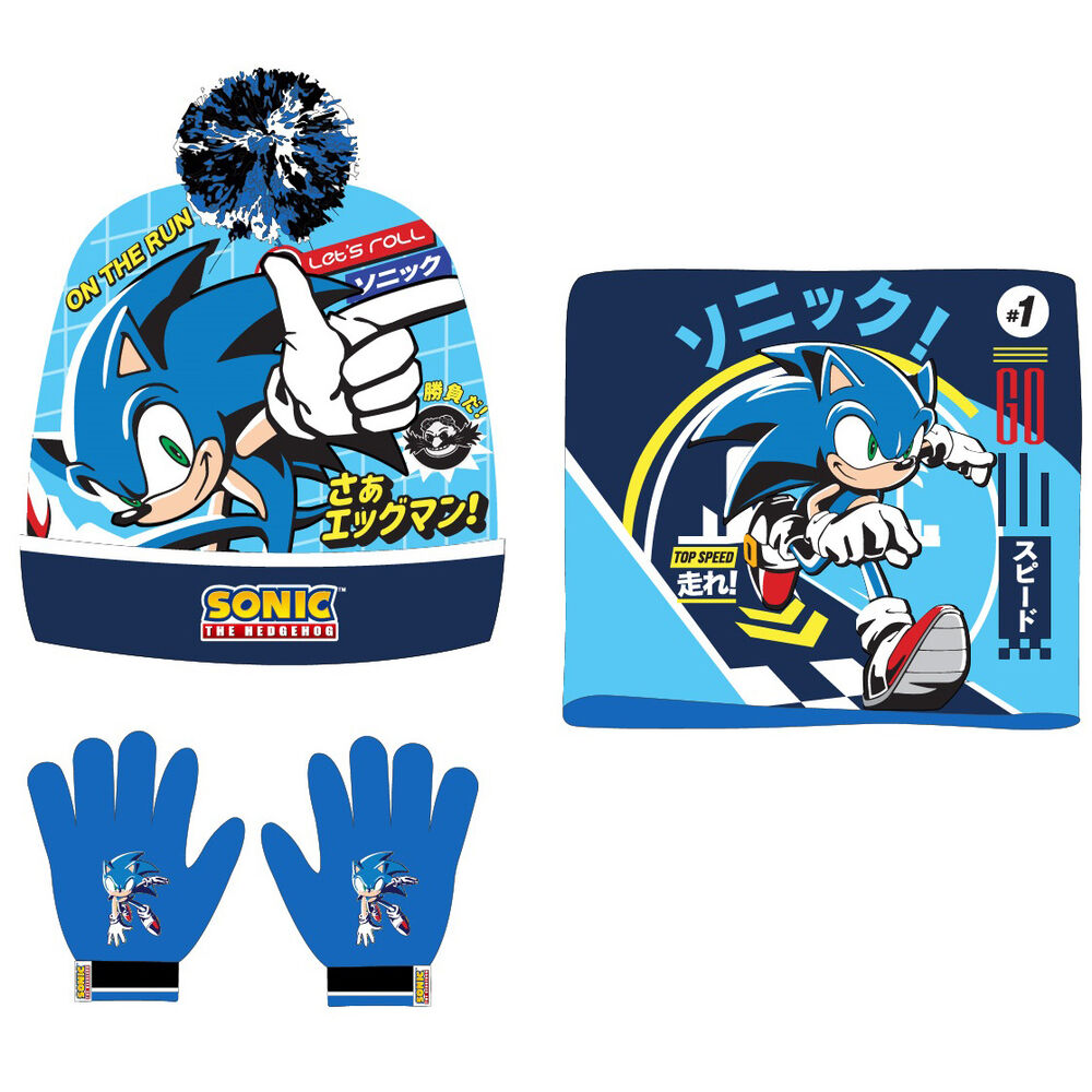 Conjunto gorro guantes braga cuello Sonic the Hedgehog - Frikibase.com