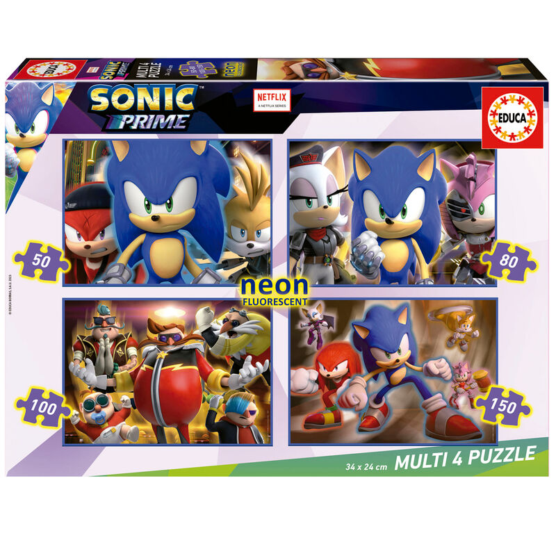 Puzzle Multi Neon Sonic Prime 50-80-100-150pzs - Frikibase.com