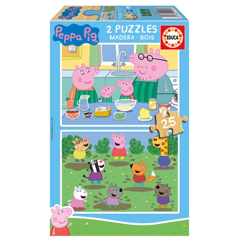 Puzzle Peppa Pig madera 2x25pzs - Frikibase.com