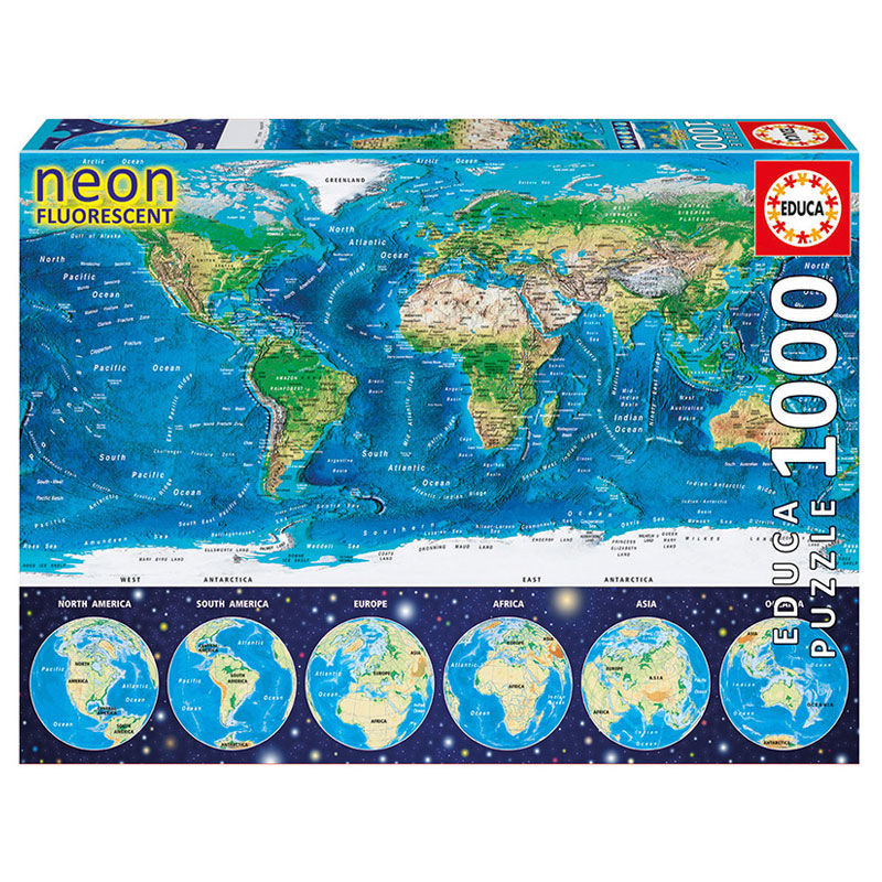 Puzzle neon Mapamundi 1000pzs - Frikibase.com