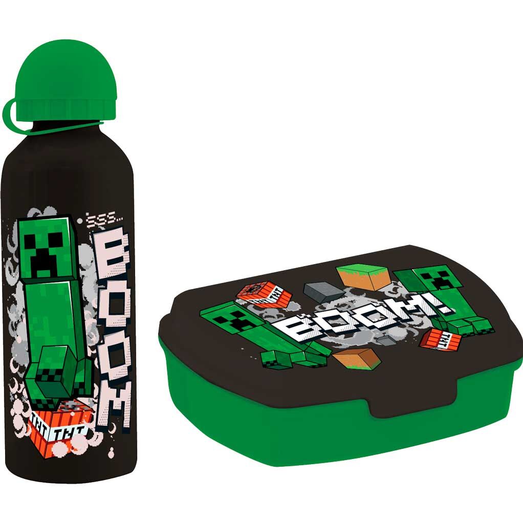 Sandwichera + cantimplora aluminio Minecraft 500ml - Frikibase.com