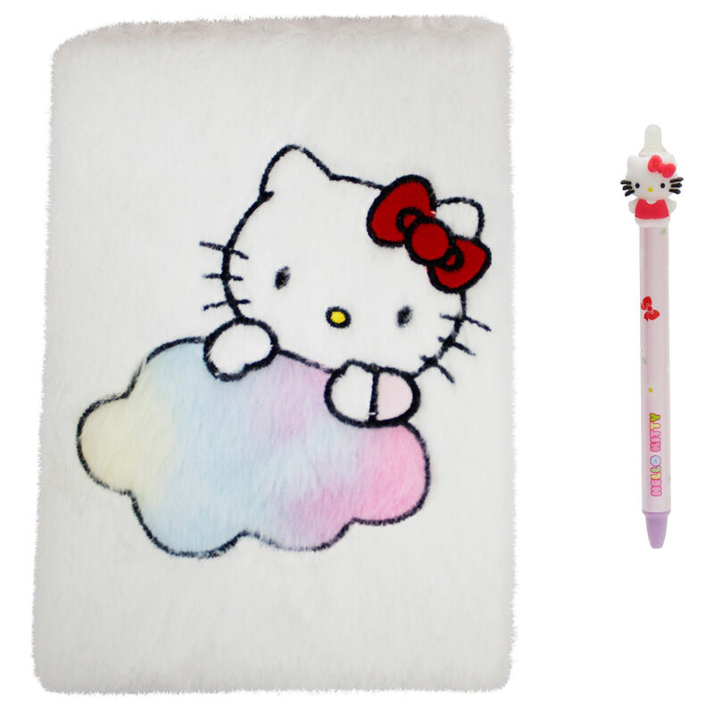 Set cuaderno peluche + boligrafo Hello Kitty - Frikibase.com