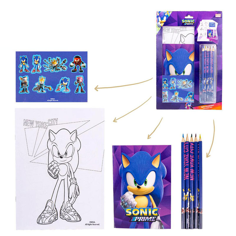 Set papeleria coloreable Sonic Prime - Frikibase.com