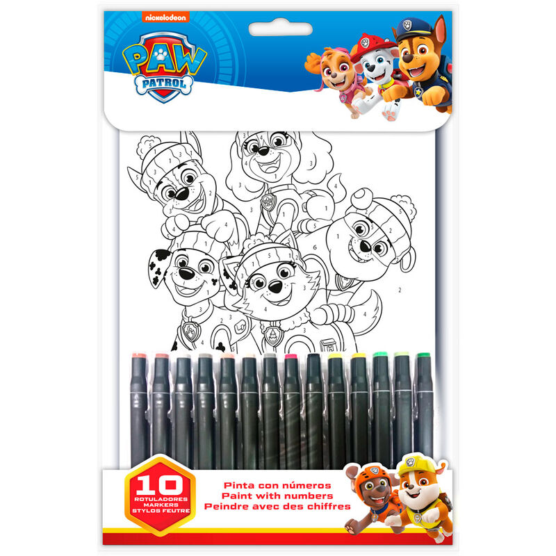 Set papeleria pinta con numeros Patrulla Canina Paw Patrol - Frikibase.com