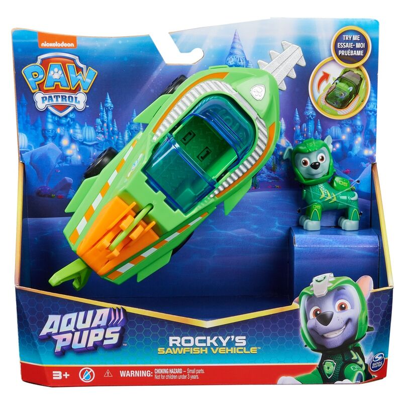 Blister 2 figuras Rocky Vehiculos Aqua Pups Patrulla Canina Paw Patrol - Frikibase.com