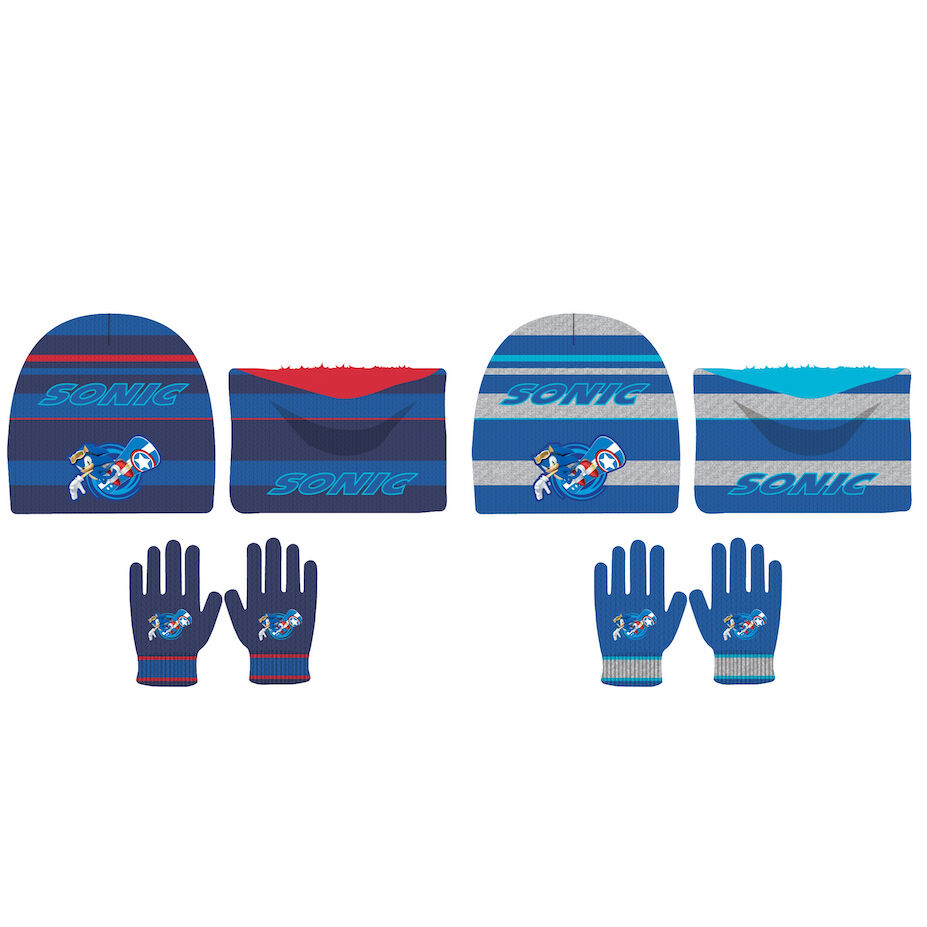 Conjunto gorro guantes braga cuello Sonic the Hedgehog infantil - Frikibase.com