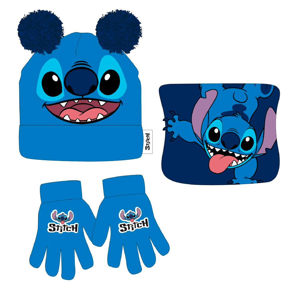 Conjunto gorro guantes braga cuello Stitch Disney - Frikibase.com