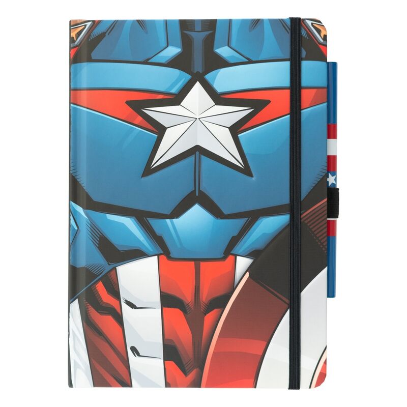 Cuaderno A5 premium + boligrafo Capitan America Marvel - Frikibase.com