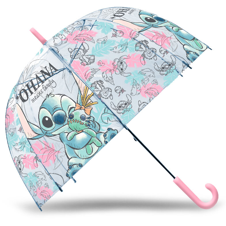 Paraguas manual burbuja transparente Ohana Stitch Disney 46cm - Frikibase.com