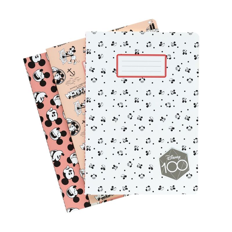 Set 3 cuadernos A5 Mickey Disney 100 Aniversario - Frikibase.com