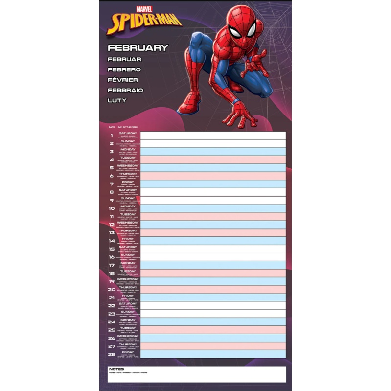 Calendario planificador familiar Spiderman Marvel - Frikibase.com