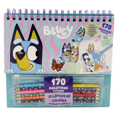 Set coloreable con pegatinas Bluey - Frikibase.com