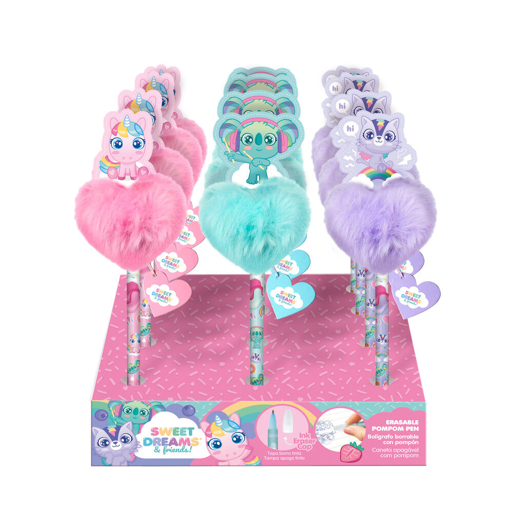 Boligrafo pompon topper 3D Sweet Dreams & Friends (pack)