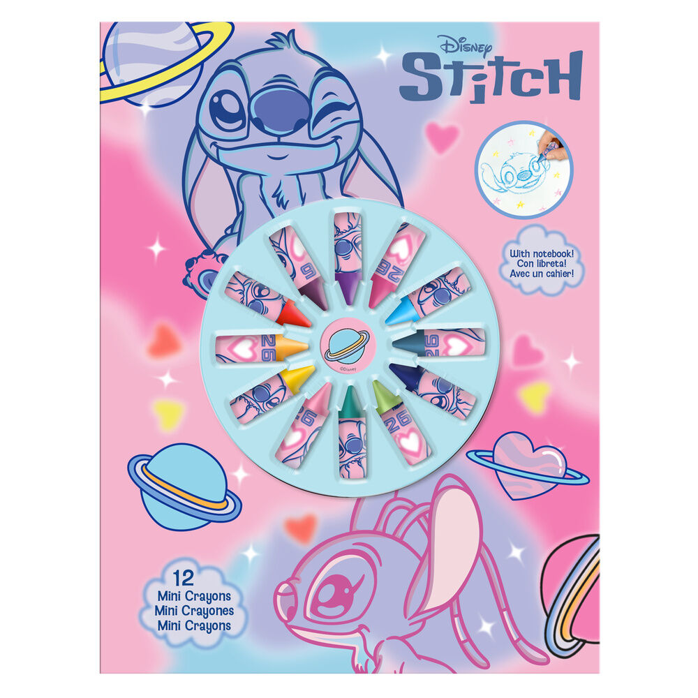 Libreta + 12 mini crayones Stitch Disney - Frikibase.com