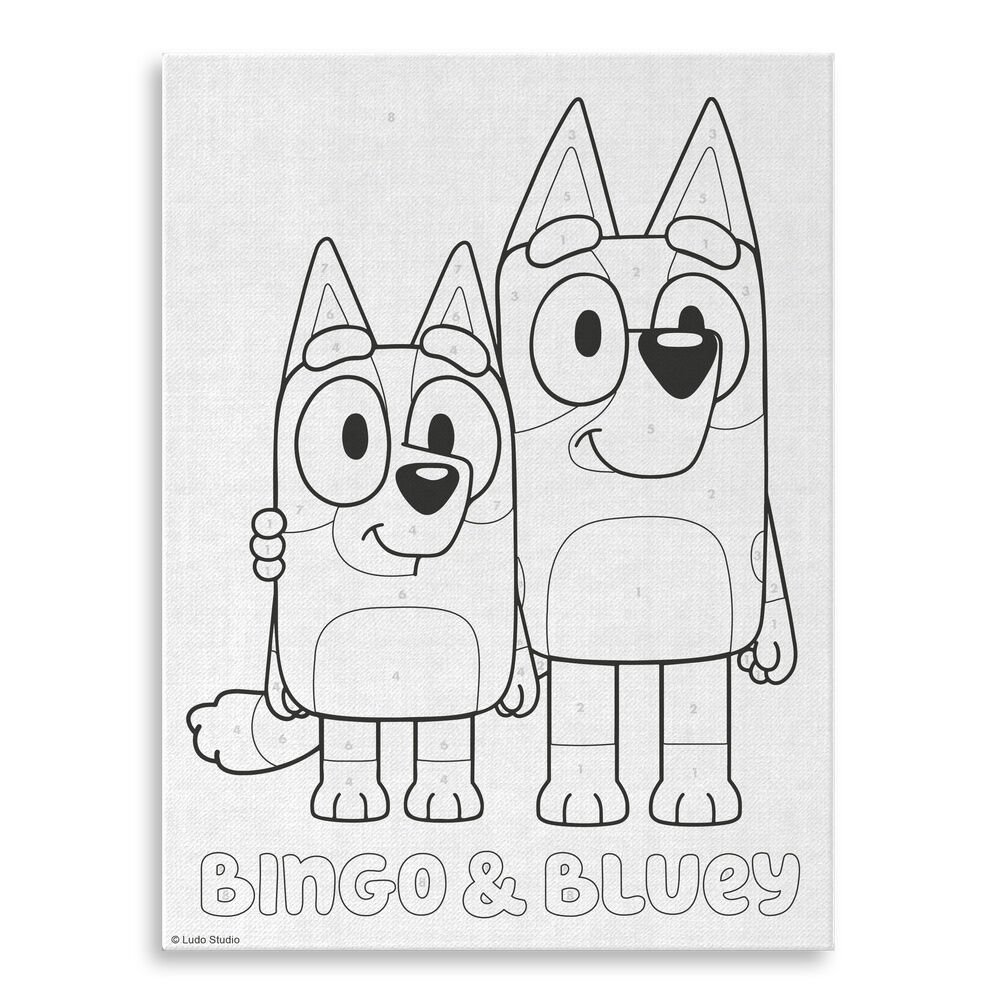 Pinta con numeros en lienzo + acuarelas Bluey - Frikibase.com