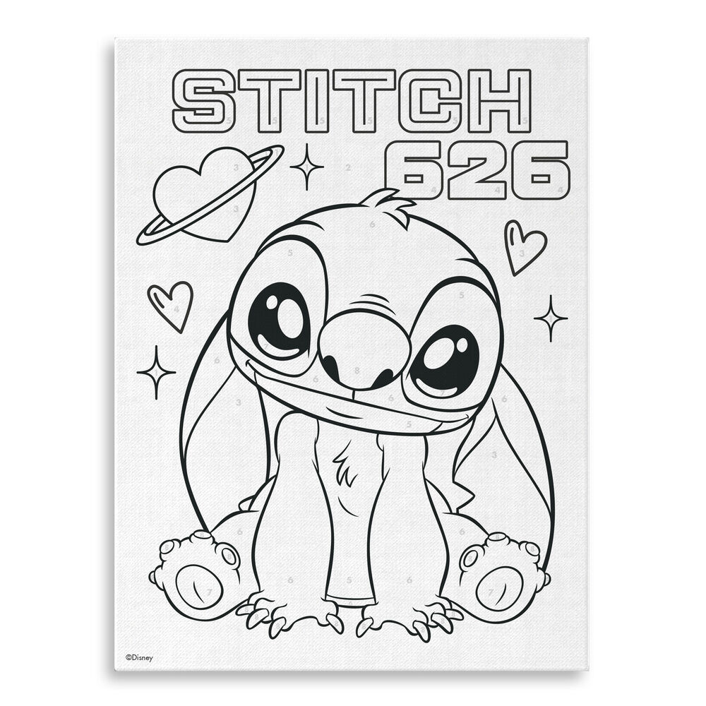 Pinta con numeros en lienzo + acuarelas Stitch Disney - Frikibase.com