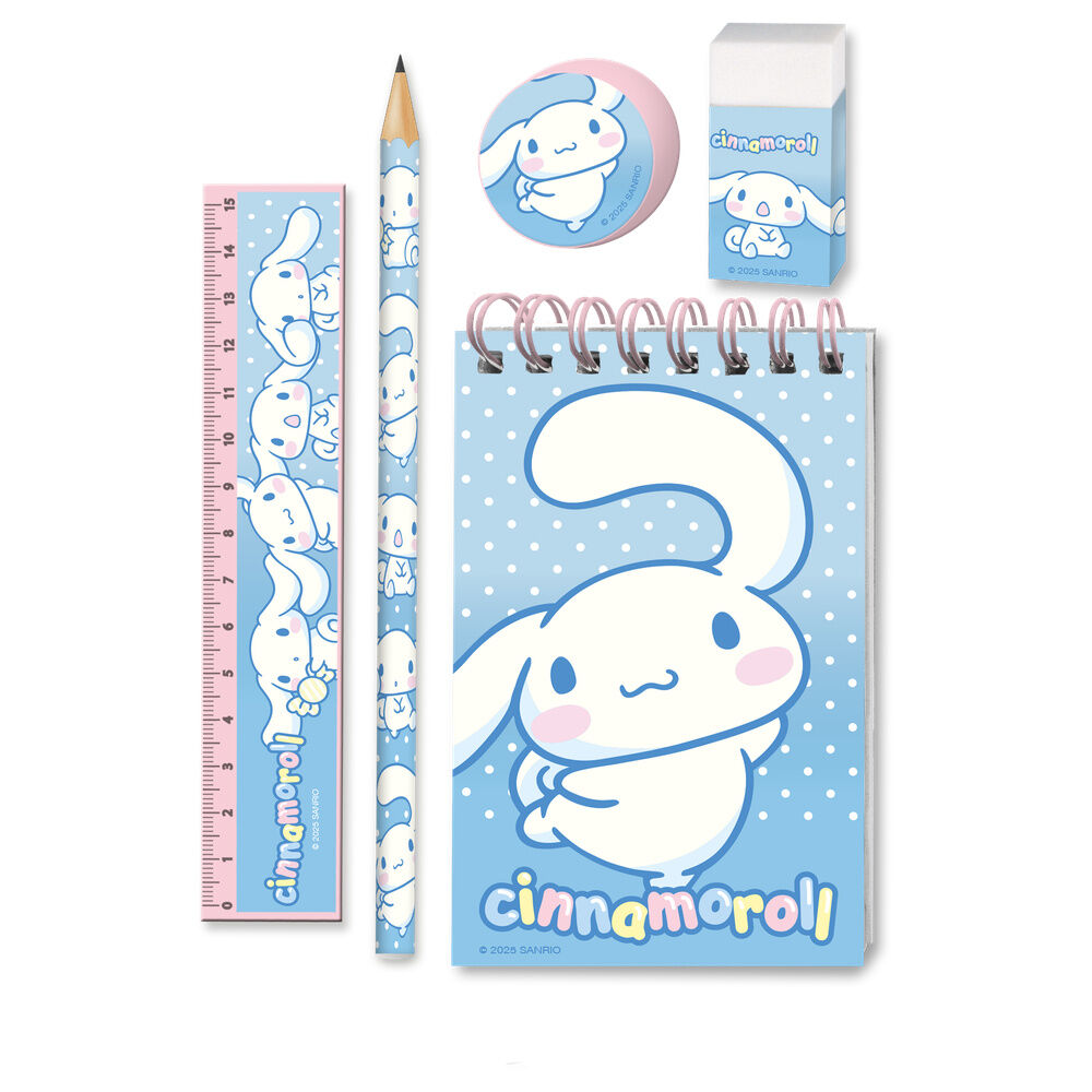 Set papeleria Cinnamoroll Hello Kitty 5pzs