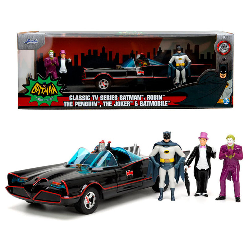 Blister 4 figuras + Vehiculo Batmovil 1966 Batman DC Comics 1:24 - Frikibase.com
