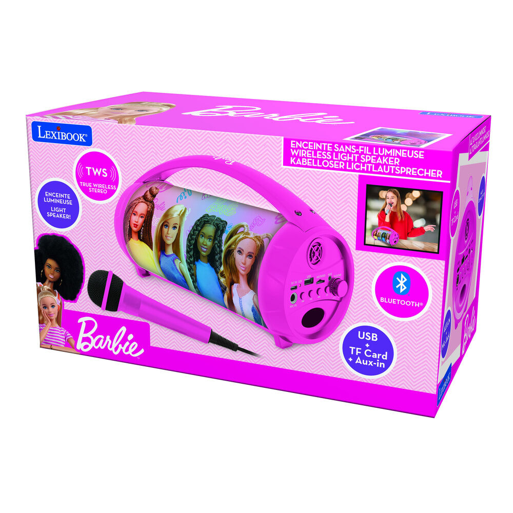 Altavoz Bluetooth Luminoso + Microfono Barbie - Frikibase.com