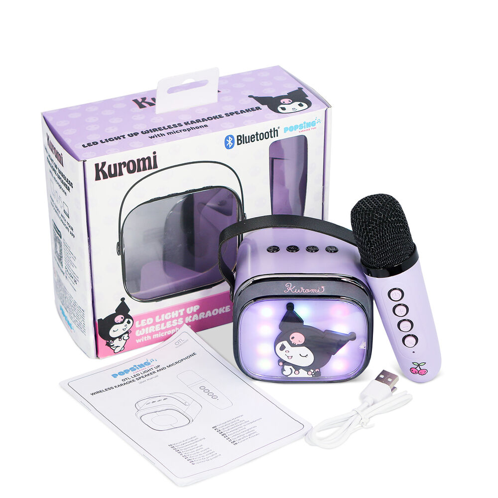 Altavoz y Micro Karaoke LED Kuromi Hello Kitty - Frikibase.com